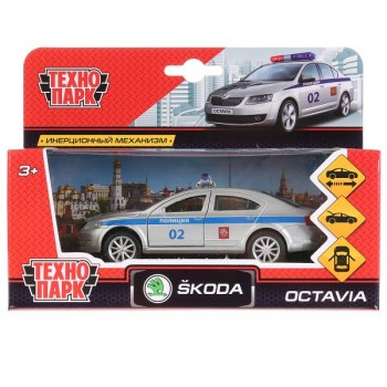 Технопарк. Модель "Skoda Octavia. Полиция" арт.OCTAVIA-P 12см, откр дв, багаж