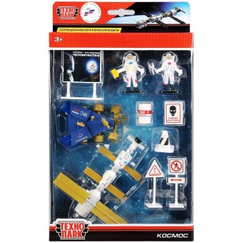 Технопарк. Набор металл моделей "КОСМОС" арт.797896-R шаттл, луноход, фигурки, знаки в кор