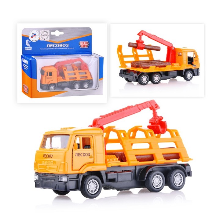 Технопарк. Камаз "Лесовоз" арт.SB-16-27-B1-WB металл 12см, инерц.открыв. двери