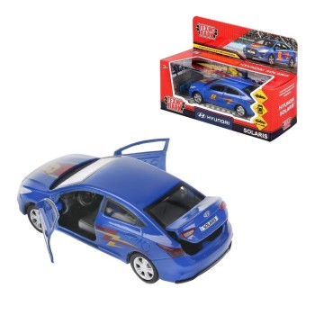 Технопарк. Модель "Hyundai Solaris. Спорт" арт.SOLARIS2-12SRT-BU 12см, откр. двери, инерц.синий