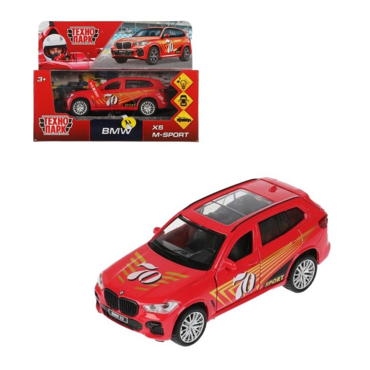 Технопарк. Модель "BMW X5 M-Sport" 12 см, металл двери, багаж, кор. свет-звук арт.X5-12SLSRT-RD