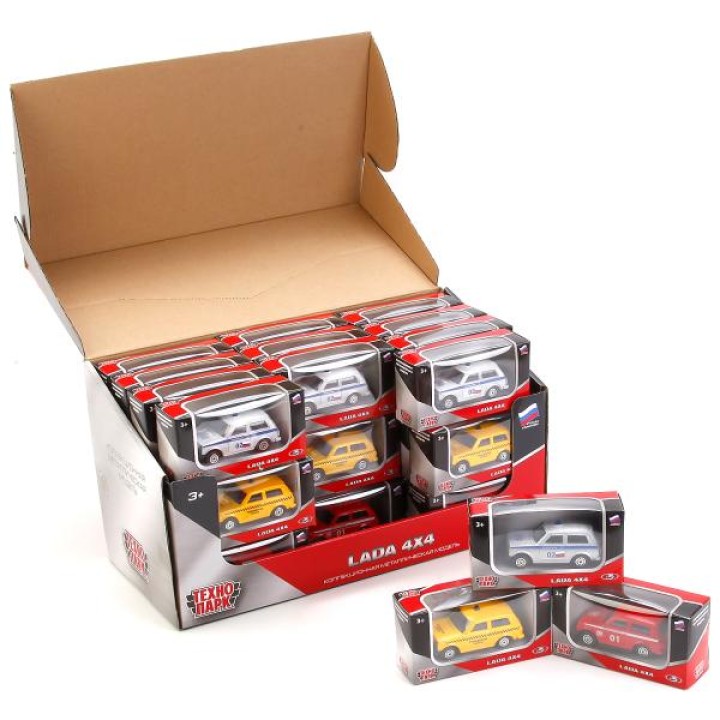 Технопарк. Модель "Лада 4х4" арт.SB-16-72-B-CDU металл. 7,5см, цвет в ассорт. в дисплее