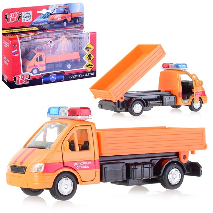 Технопарк."Газель 3302" 12 см, дв.,баг.,инерц..+фиг.4,5 см.,знак, в асс. арт.SB-19-22-C+PARTS-WB