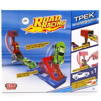 Технопарк. Трек-мини с катапультой, с металл.машинкой 7,5см арт.S2781-R