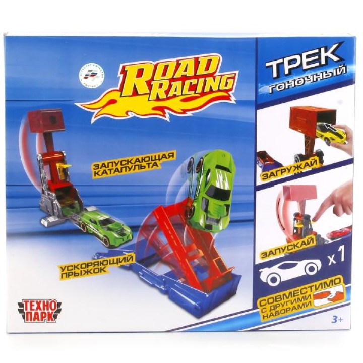 Технопарк. Трек-мини с катапультой, с металл.машинкой 7,5см арт.S2781-R
