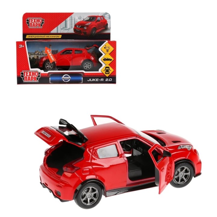 Технопарк. Модель "Nissan Juke-R 2.0" свет-звук арт.JUKE-RDS-SL 12см, инерц, красная