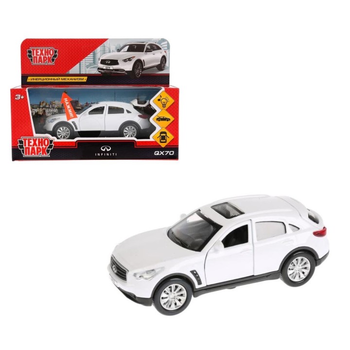 Технопарк. Модель "Infiniti QX70" арт.QX70-WT-SL 12 см, свет-звук двери, багаж, белый,