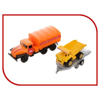 Технопарк. Урал 12 см. с погрузчиком 7,5 см. на прицепе арт.SB-16-15