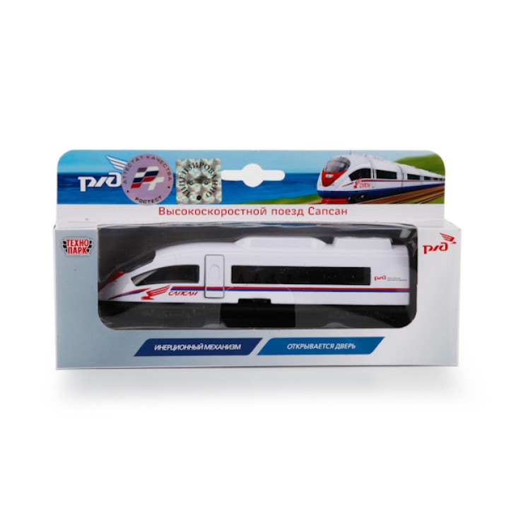 Технопарк. ЖД Сапсан арт.SB-16-04 РЖД металл. инерц. 15см, открыв.дверь