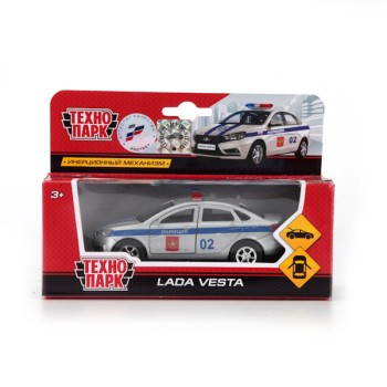 Технопарк. Модель "Лада Веста Полиция" арт.SB-16-40-P 12см, открыв.двери