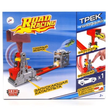Технопарк. Трек-мини с катапультой, с металл.машинкой 7,5см арт.S2785-R