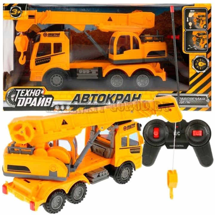 Технодрайв. Р/У "Автокран" арт.B1461081-R со светом,в коробке. 39*14*20см