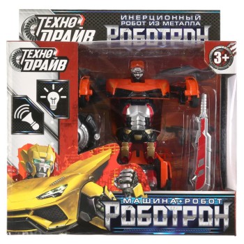 Технодрайв. "Робот-машина, Роботрон" арт.1801C214-R, инерц. метал. свет+звук в кор. 18*10*19,5см