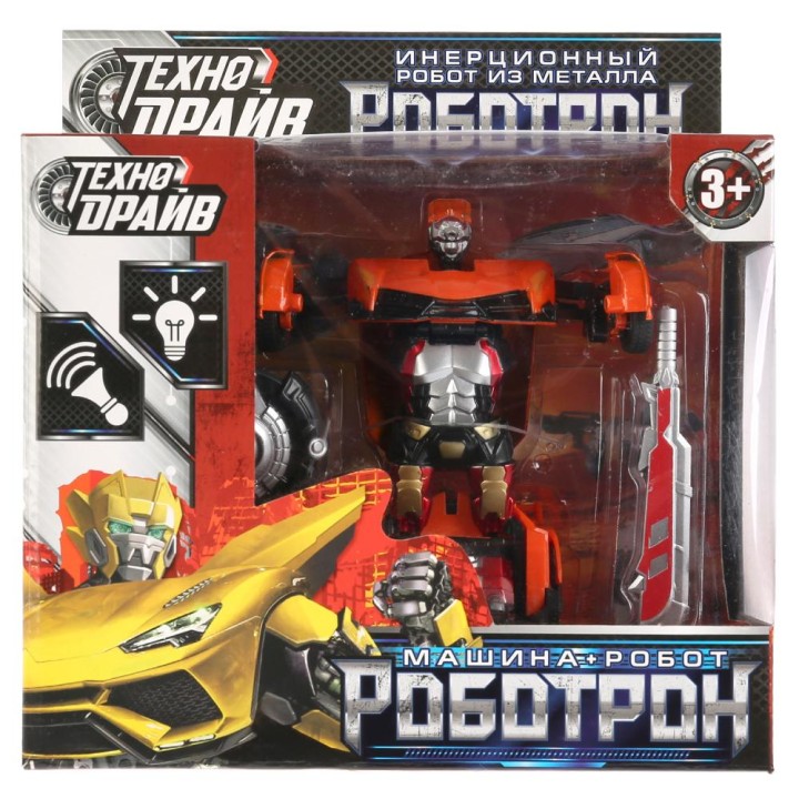 Технодрайв. "Робот-машина, Роботрон" арт.1801C214-R, инерц. метал. свет+звук в кор. 18*10*19,5см