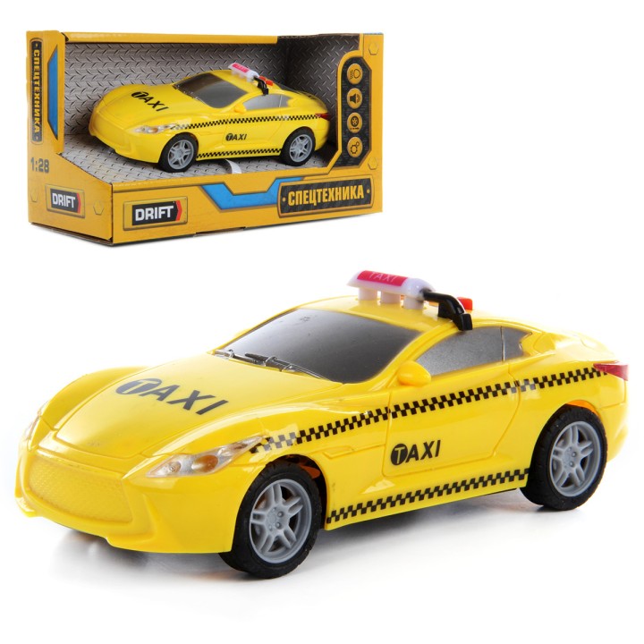 Дрифт. Машина спецтехника "Taxi Car" 1:28, звук, свет фрикц. арт.84616