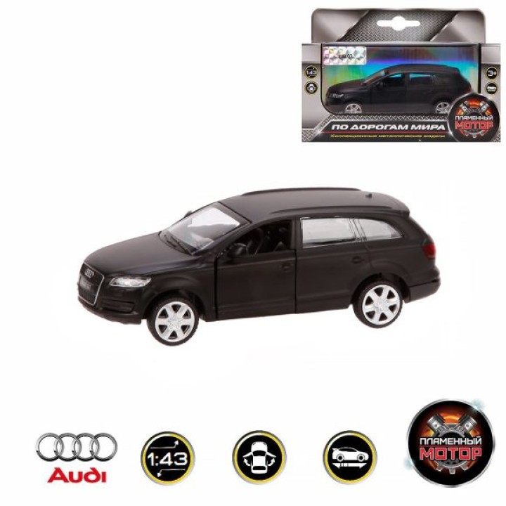 Пламенный мотор. арт.870295 Машина мет. 1:43 "Audi Q7" откр.двери,10см, черный матовый