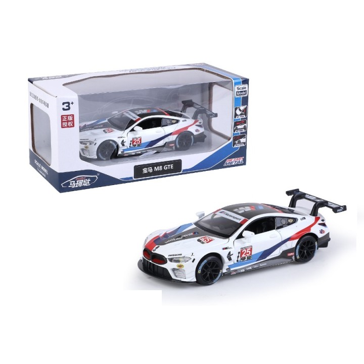 Модель мет. "BMW M8 GTE" 1:32 инерц. свет, звук, открыв. двери и капот арт.664996/71382