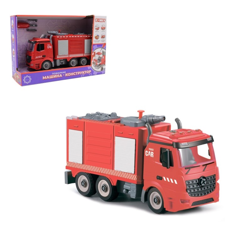 Funky toys. Пожарная машина-конструктор 1:12 фрикционная, свет, звук, вода 30см арт.FT61115