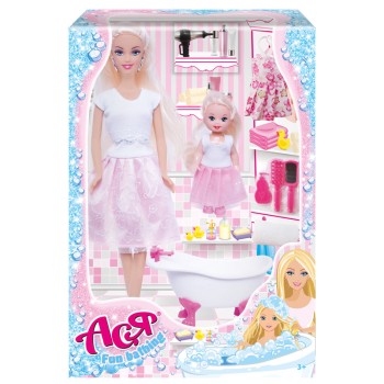 Кукла Ася "Веселое купание" набор с мини куклой арт.35105