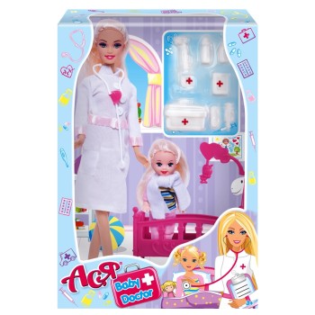 Кукла Ася "Детский доктор" набор с мини куклой арт.35101