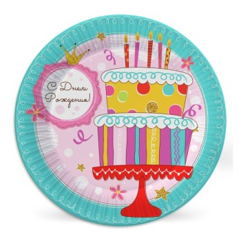 ND Play. Набор бумажных тарелок "Тортик" 6 шт d=230 мм арт.297190