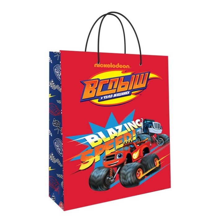 ND Play. Пакет подарочный большой "Вспыш и Чудо-машинки" (красный), 250х350х100 мм арт.292456