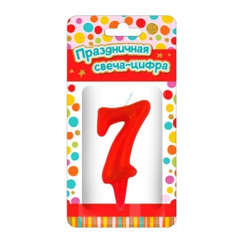 ND Play. Парафиновая свеча "Тортик" (цифра 7) в блистере цвет в ассорт арт.297390/29737