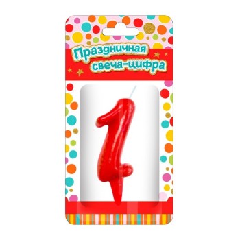 ND Play. Парафиновая свеча "Тортик" (цифра 1) в блист. цвет в ассорт. арт.297384
