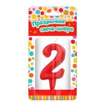 ND Play. Парафиновая свеча "Тортик" (цифра 2) в блист. цвет в ассорт. арт.297385