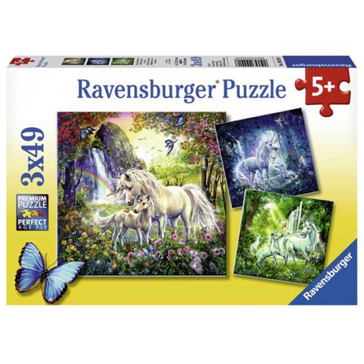 Ravensburger. Пазл "Единороги" 3х49шт коробка