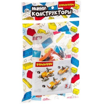 BONDIBON ВВ3233 Мини-конструктор 3в1 "Транспорт" 15,5х23 см, 6 видов,