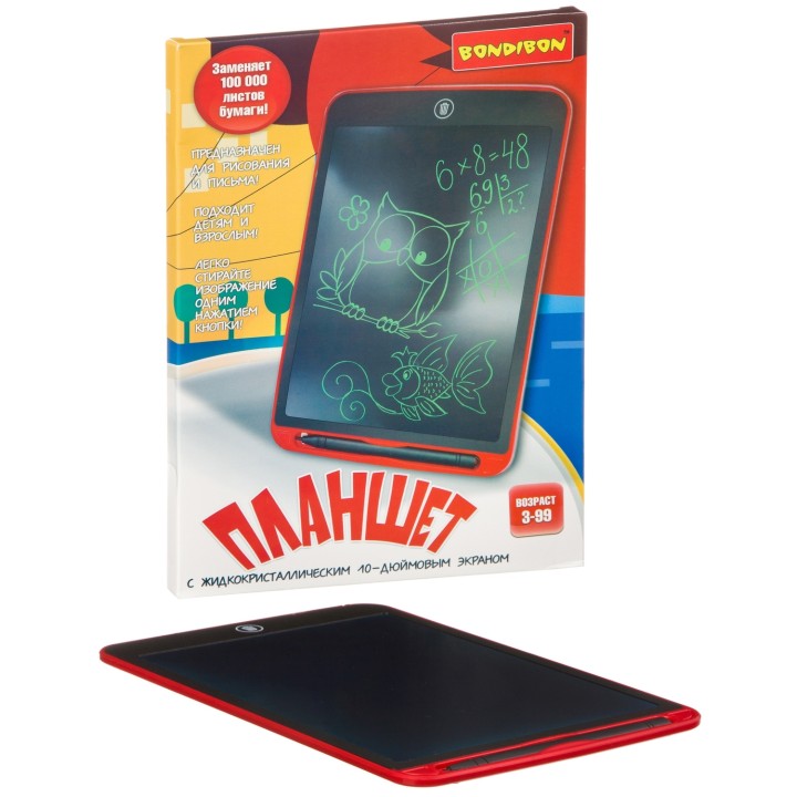 BONDIBON ВВ4213 Планшет с жидкокристаллическим 10-дюймовым экраном, зелёные линии,
