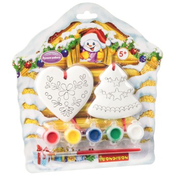 BONDIBON ВВ1687 Набор для творчества "Ёлочные украшения" (ёлочка, сердце) на карт. /8