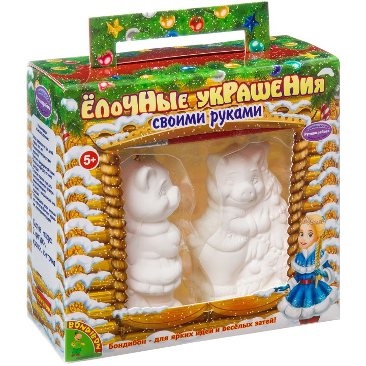 BONDIBON ВВ3022 Набор для творчества "Ёлочные украшения" Свиньи с ёлочкой 2шт. под. упак (Новый год)