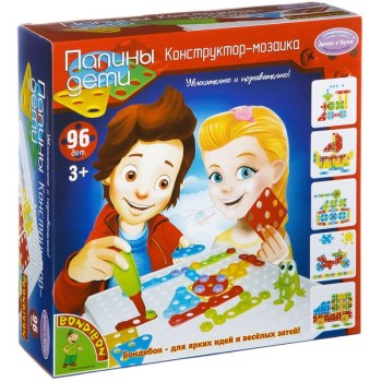 BONDIBON ВВ2048 "Папины дети" Конструктор-мозаика 96 дет. 25,5х7,8х2