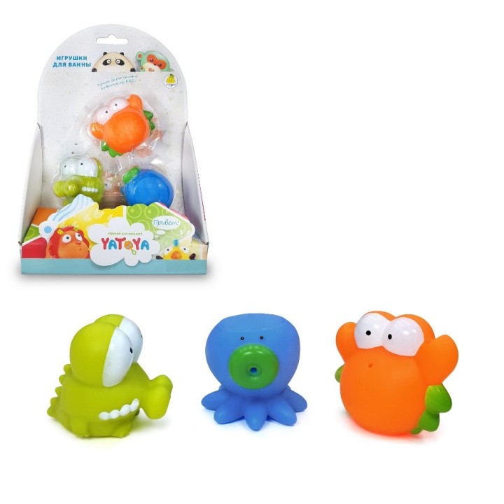 ЯиГрушка. 12296-2 Игрушка для ванной "Yatoya Морские животные" 3 шт (осьминог, крабик, крокодильчик)