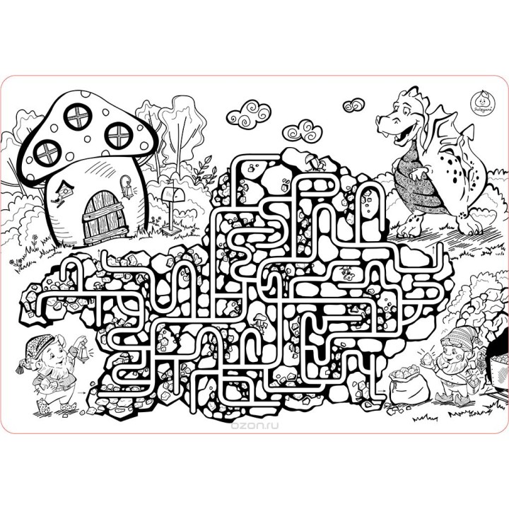 ЯиГрушка. 59886 Коврик-раскраска большой "Лабиринт" размер 68х48 см