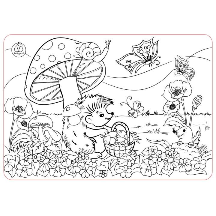 ЯиГрушка. 59890 Коврик-раскраска маленький "Ёжик" размер 48х33,5 см