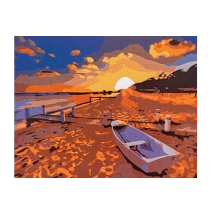 Рыжий кот. Холст 22х30 арт.HS182 с красками по номерам "Закат на пляже"