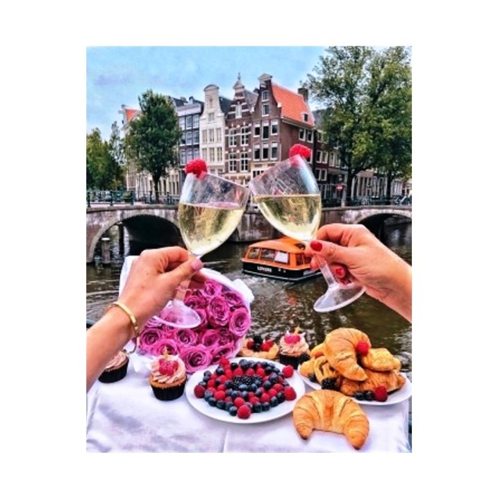 Рыжий кот. Холст 22х30 арт.HS306 с красками по номерам "Романтический ужин в Амстердаме"