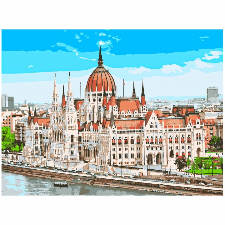 Рыжий кот. Холст 30х40 арт.Х-6470 с красками по номерам "Венгерский парламент" Будапешт.