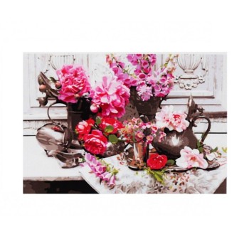 Рыжий кот. Холст 40х50 арт.Х-4728 с красками по номерам "Цветы в красивой посуде"