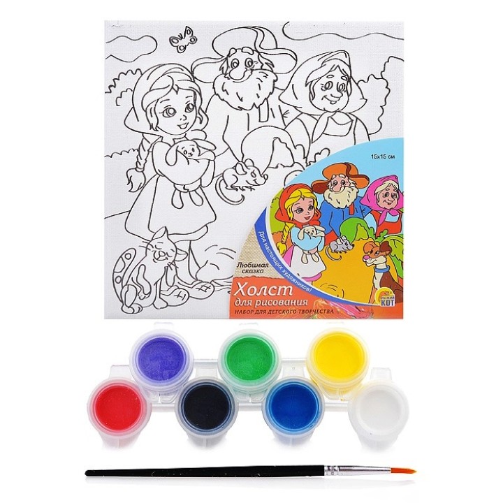 Рыжий кот. Холст 15х15 арт.Х-0375 с красками "Любимая сказка"