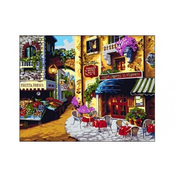 Рыжий кот. Холст 30х40 арт.ST048 с красками по номерам "Итальянское кафе"