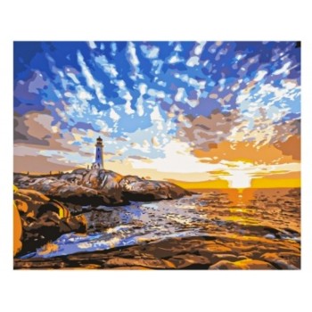 Рыжий кот. Холст 40х50 арт.Х-9206 с красками по номерам "Прекрасный маяк на закате"