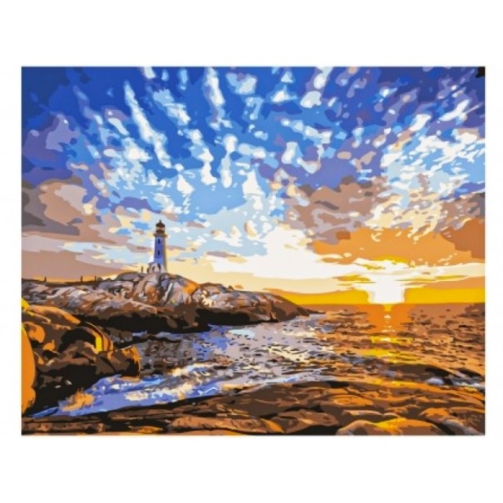 Рыжий кот. Холст 40х50 арт.Х-9206 с красками по номерам "Прекрасный маяк на закате"