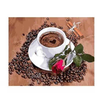 Рыжий кот. Алмаз. мозаика AC22059 22х32 см, c подр. (20 цв.) "Ароматный кофе и роза"