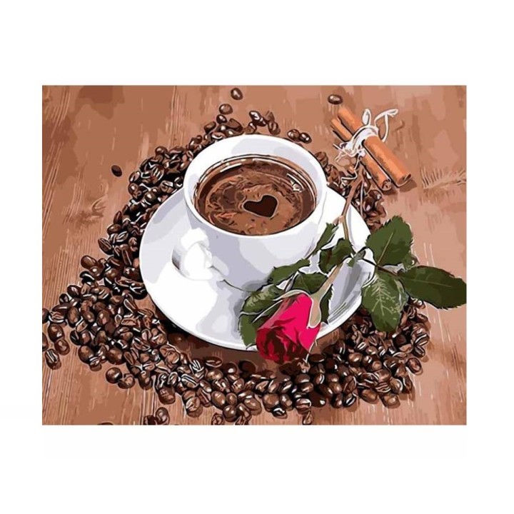 Рыжий кот. Алмаз. мозаика AC22059 22х32 см, c подр. (20 цв.) "Ароматный кофе и роза"