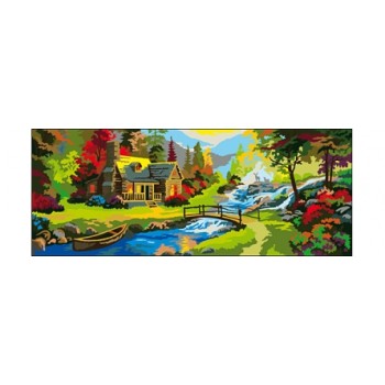 Рыжий кот. Холст 20х50 арт.Х-7959 с красками по номерам "Домик у реки"