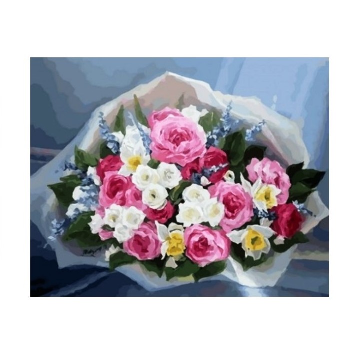 Рыжий кот. Холст 30х40 арт.Х-0160 с красками по номерам "Нарядный букет цветов"